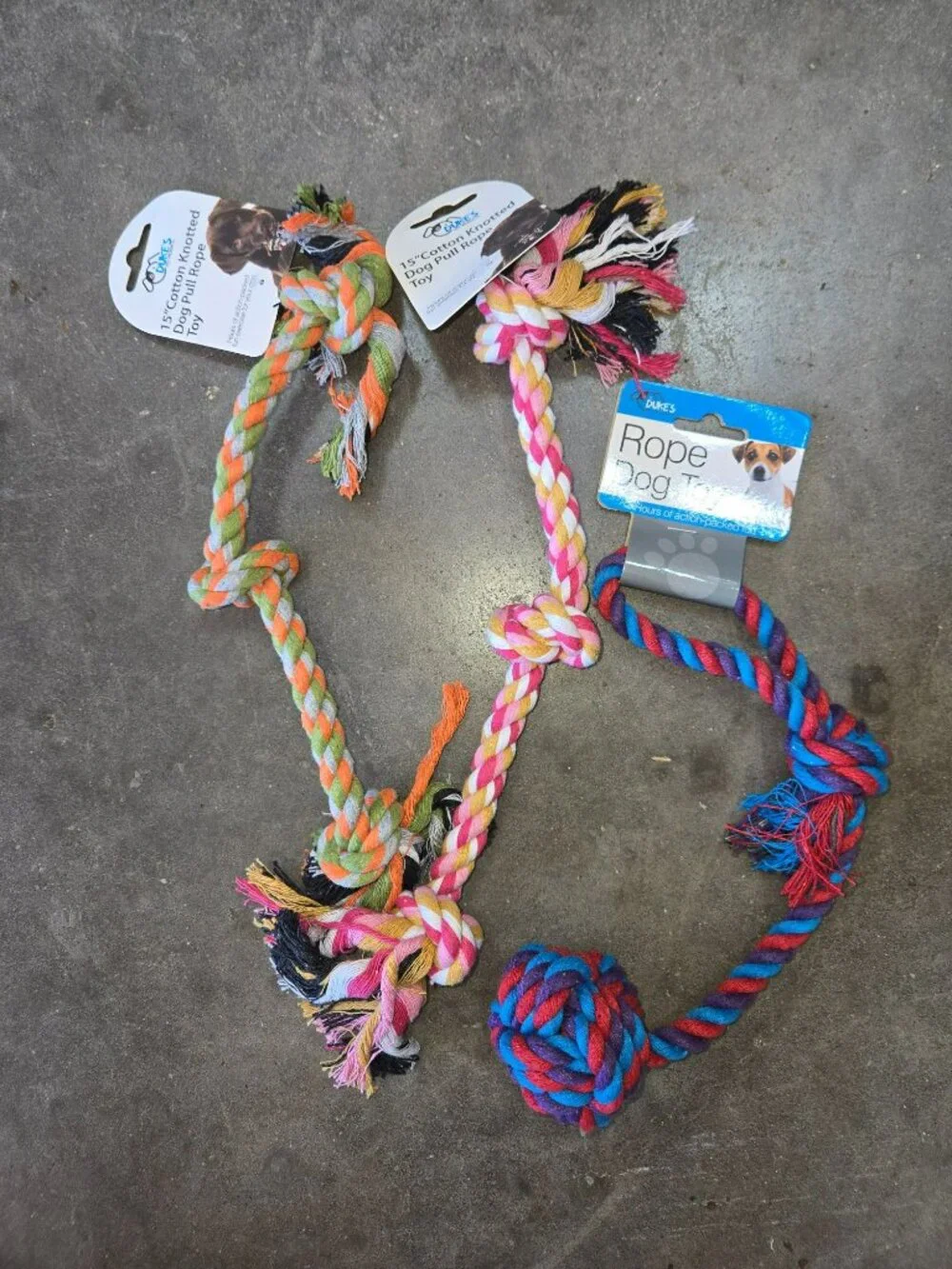 Dukes Pet Knotted Dog Pull Rope Toy 3 Pack Set